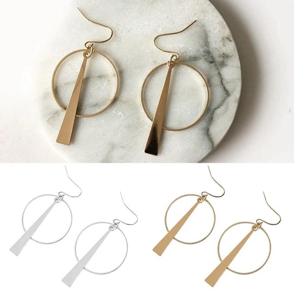 NEW💙💎MODERN MINIMALIST💛GOLDEN DROP BAR HOOP💎💙 - Picture 3 of 7